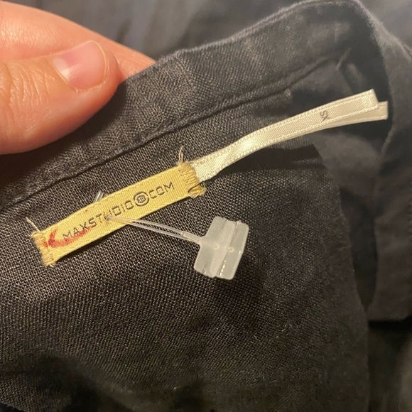 Maxstudio Linen Black Sheer Quarter Length Shirt size xs B2 - Picture 3 of 4